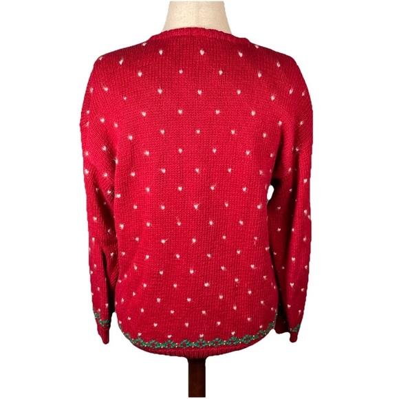 Vintage Boundary Waters Christmas Cardigan Sweater Womens Size Large Snowmen - Picture 3 of 6